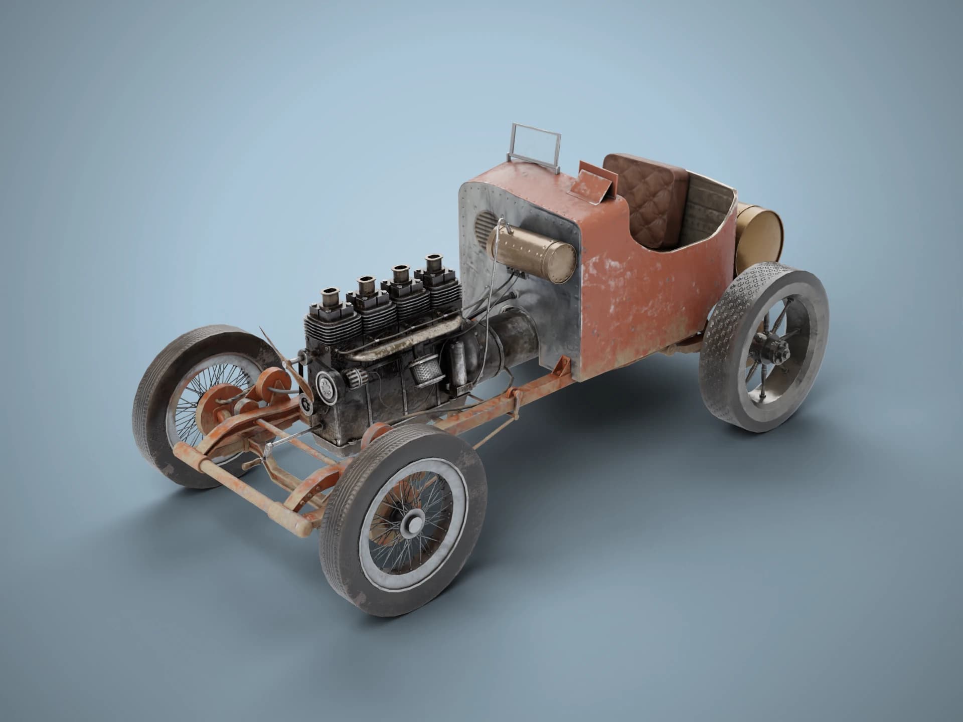Vintage Open-Wheel Racing Car 3D Model