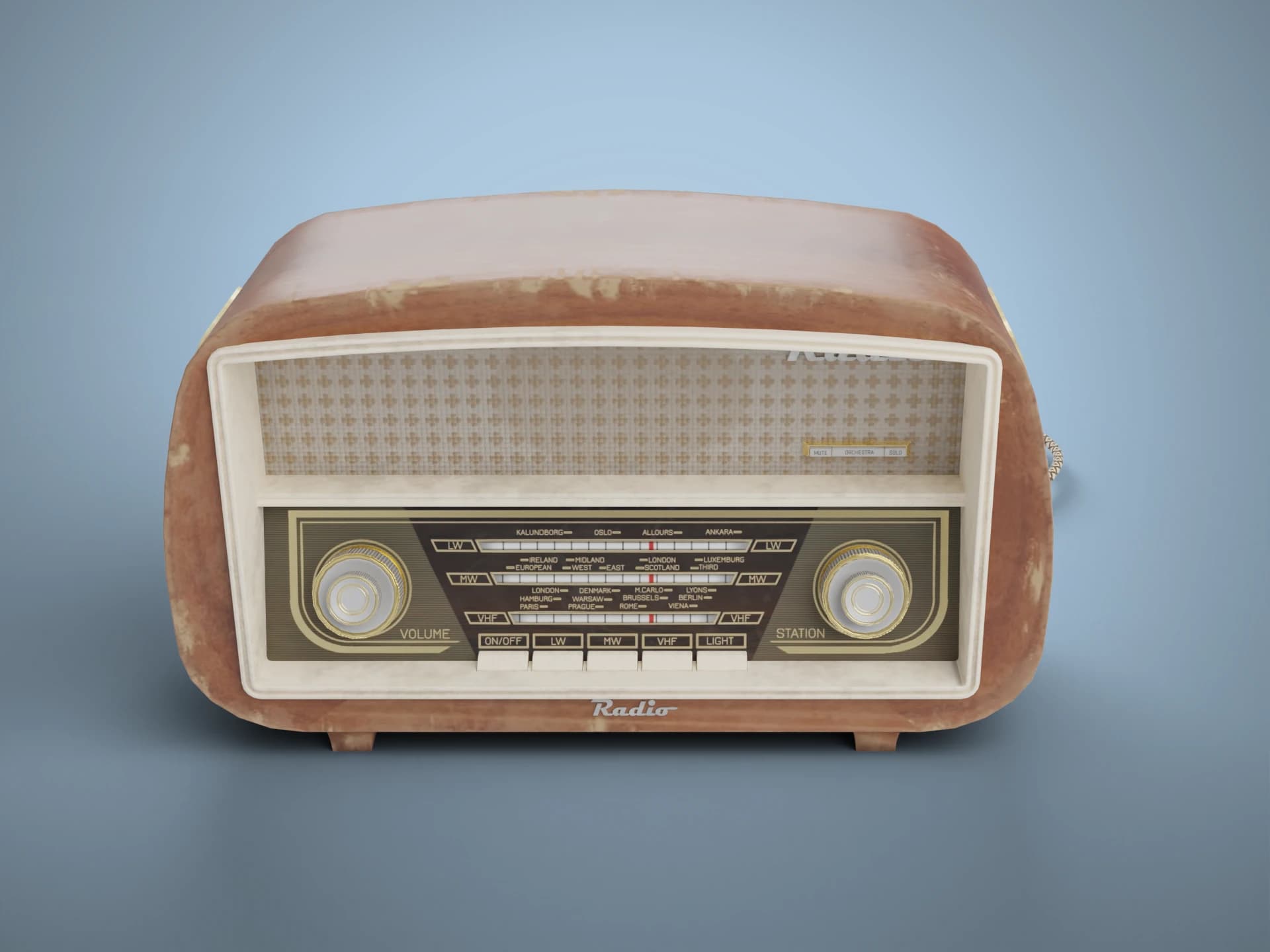 Vintage Wooden Tube Radio 3D Model
