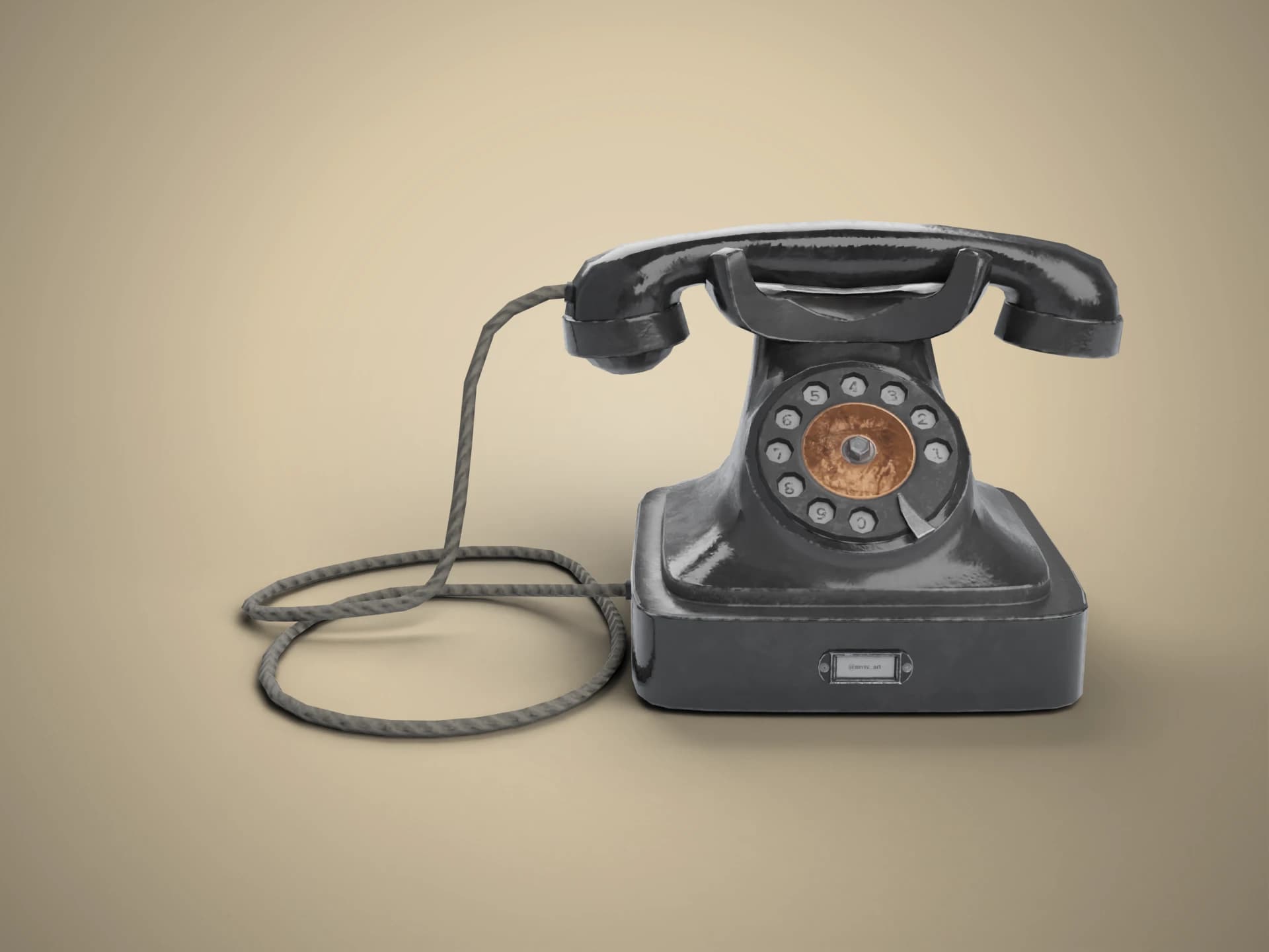 Vintage Black Rotary Telephone 3D Model