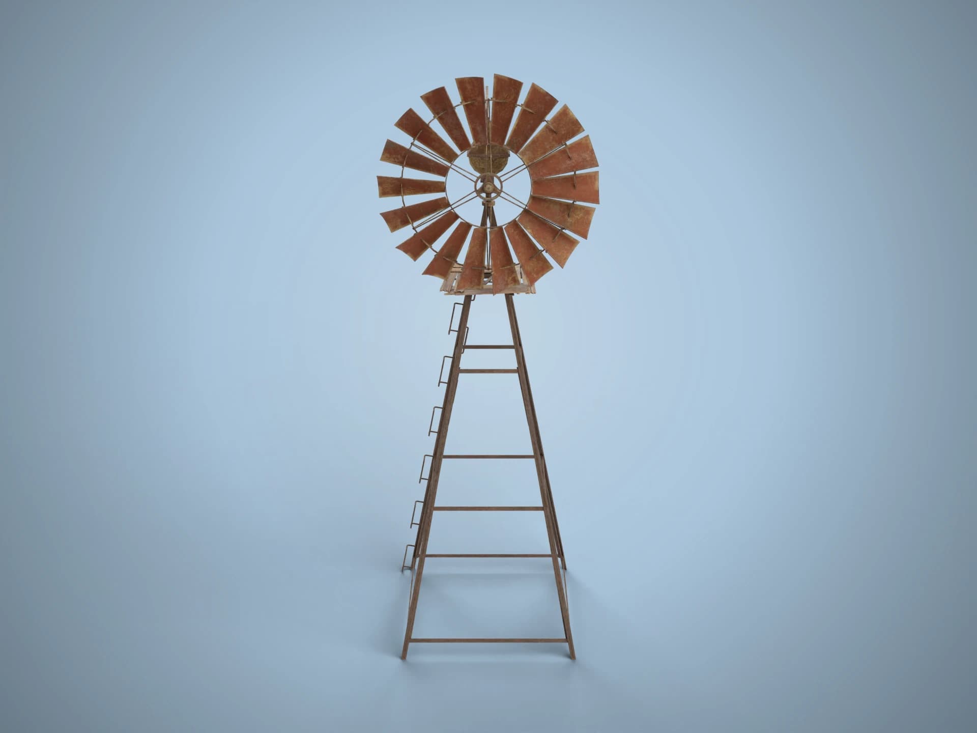 Vintage Farm Wind Pump 3D Model