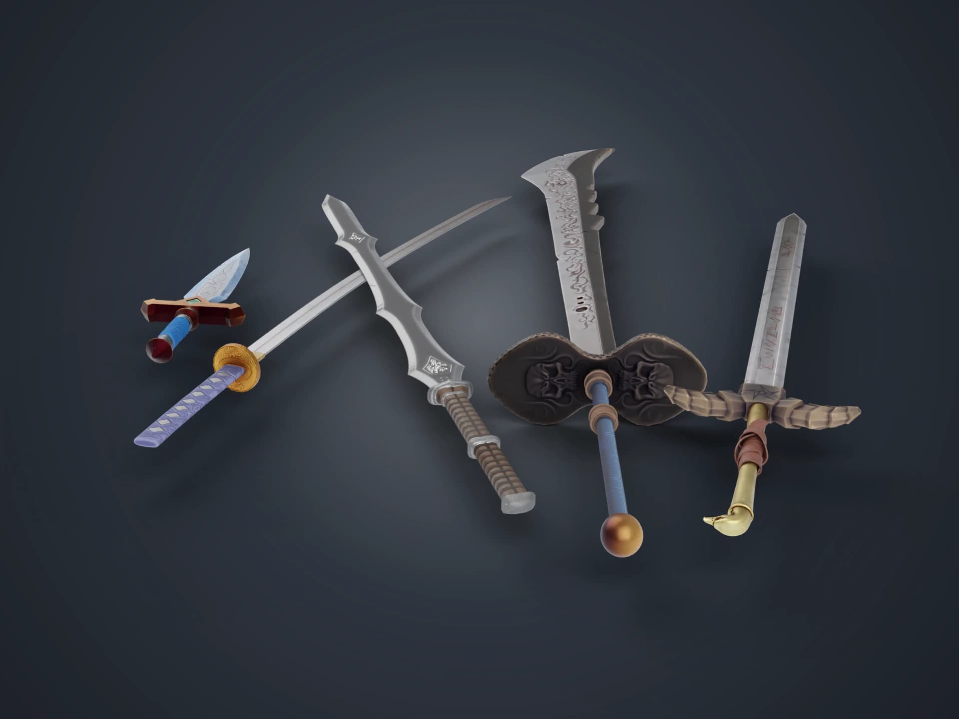 Swords and Daggers Weapons Pack 3D Model