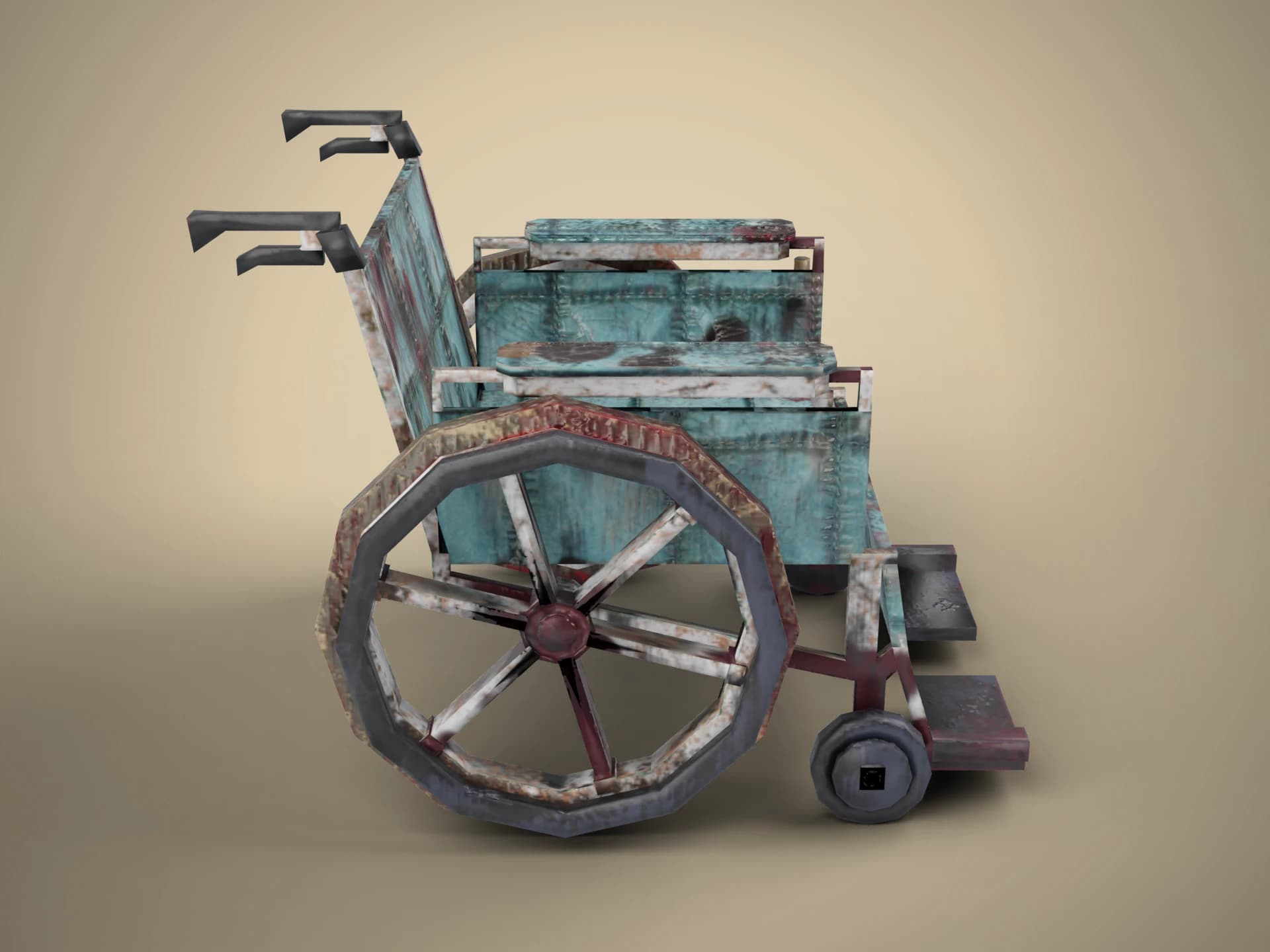 Rusty Old Hospital Wheelchair 3D Model