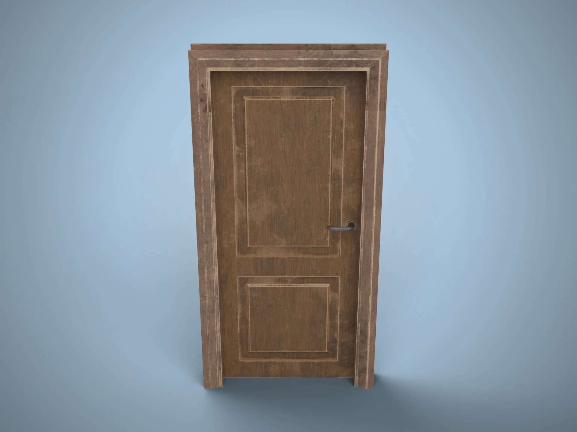 Classic Wooden Panel Door with Frame 3D Model