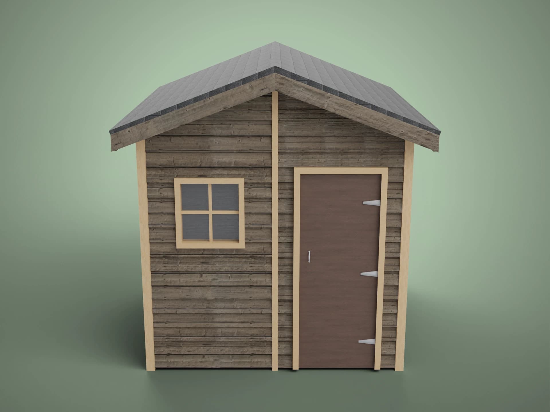 Wooden Garden Shed with Windows 3D Model