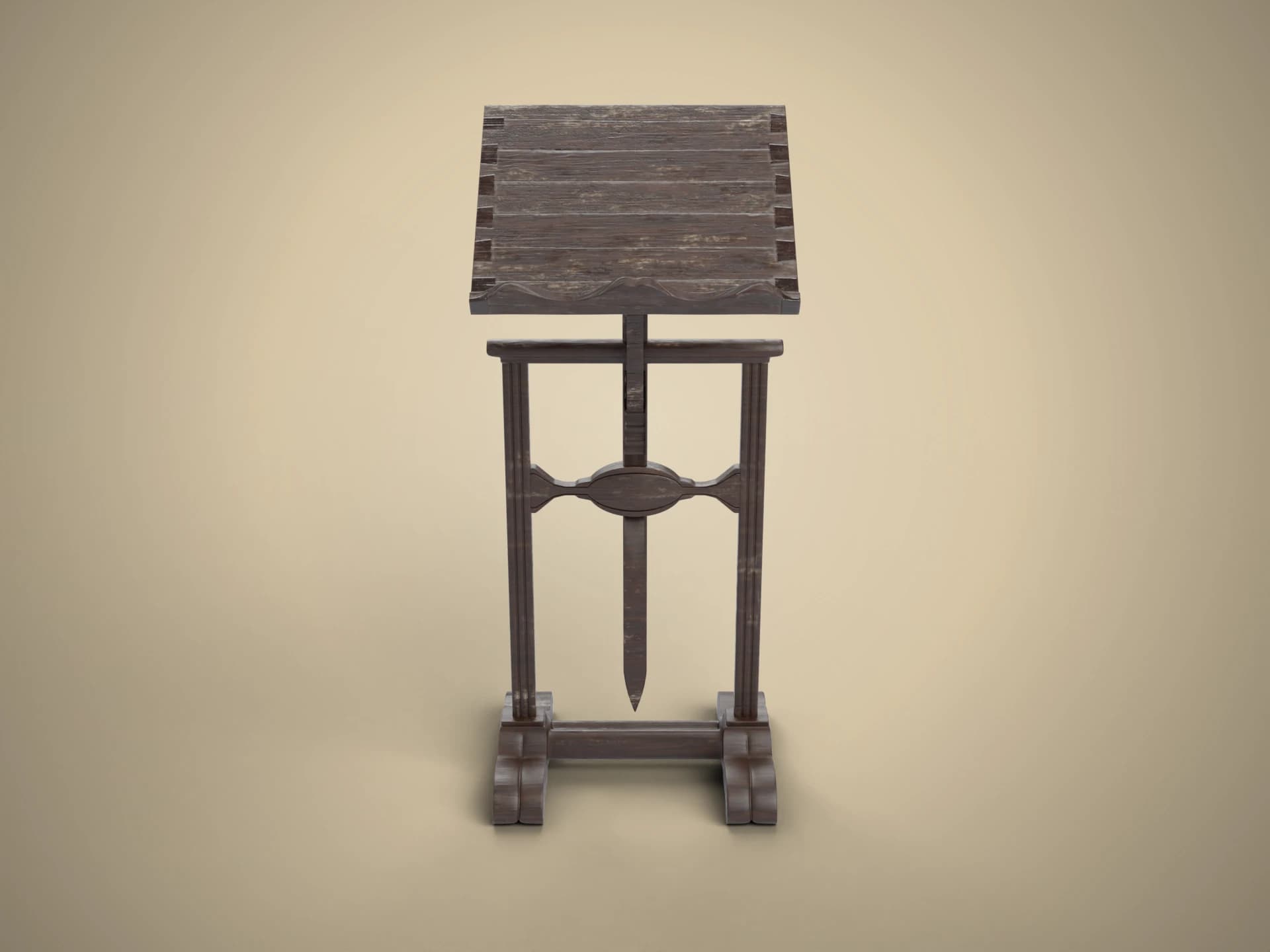 Wooden Medieval Book Lectern 3D Model