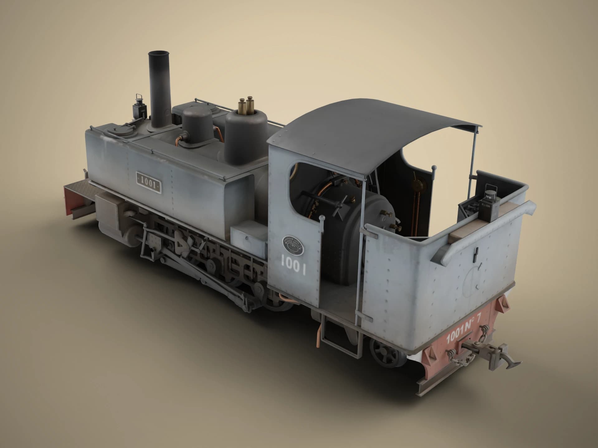 WWI Narrow-Gauge Trench Steam Locomotive 3D Model
