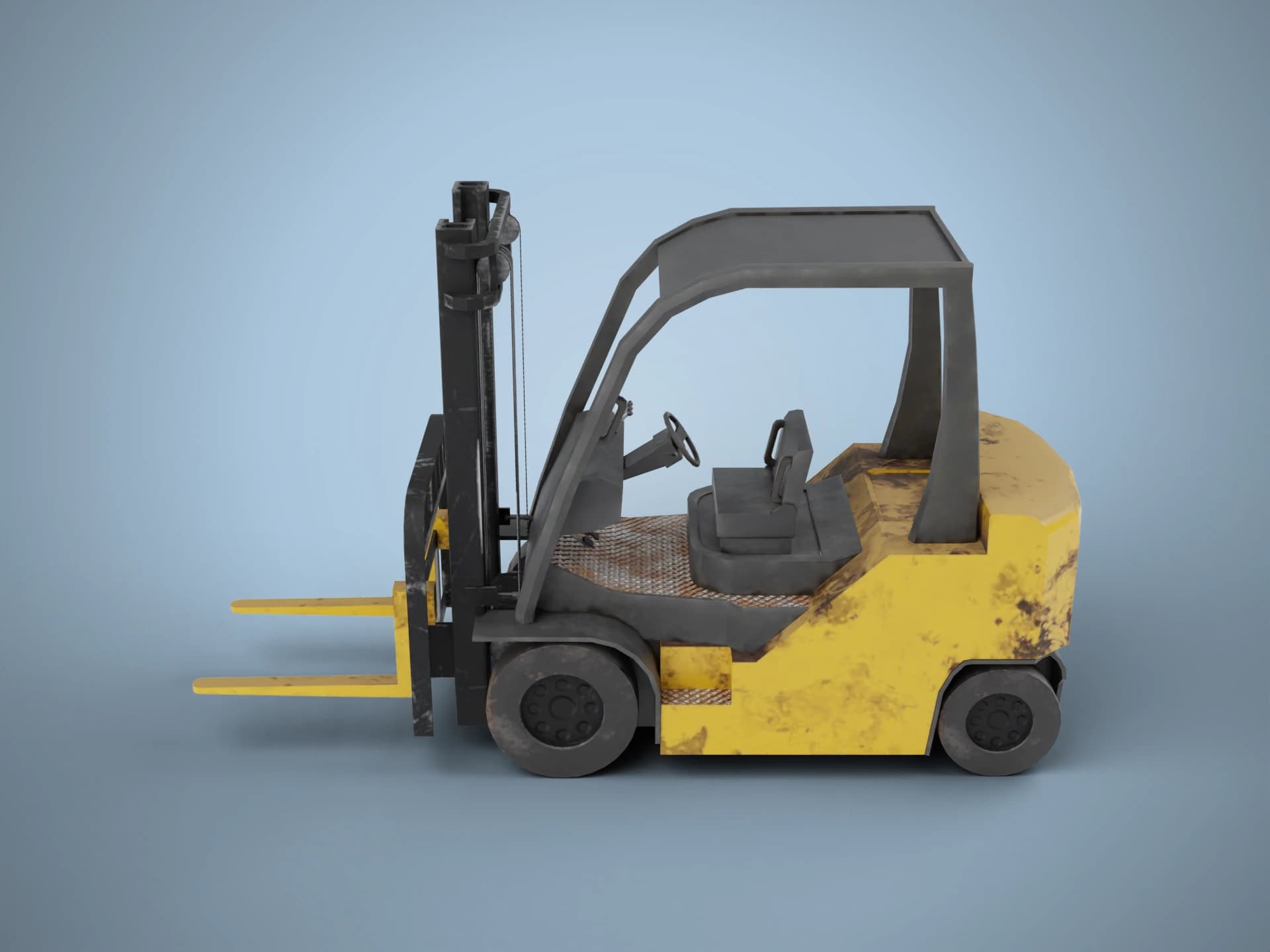Yellow Warehouse Forklift 3D Model