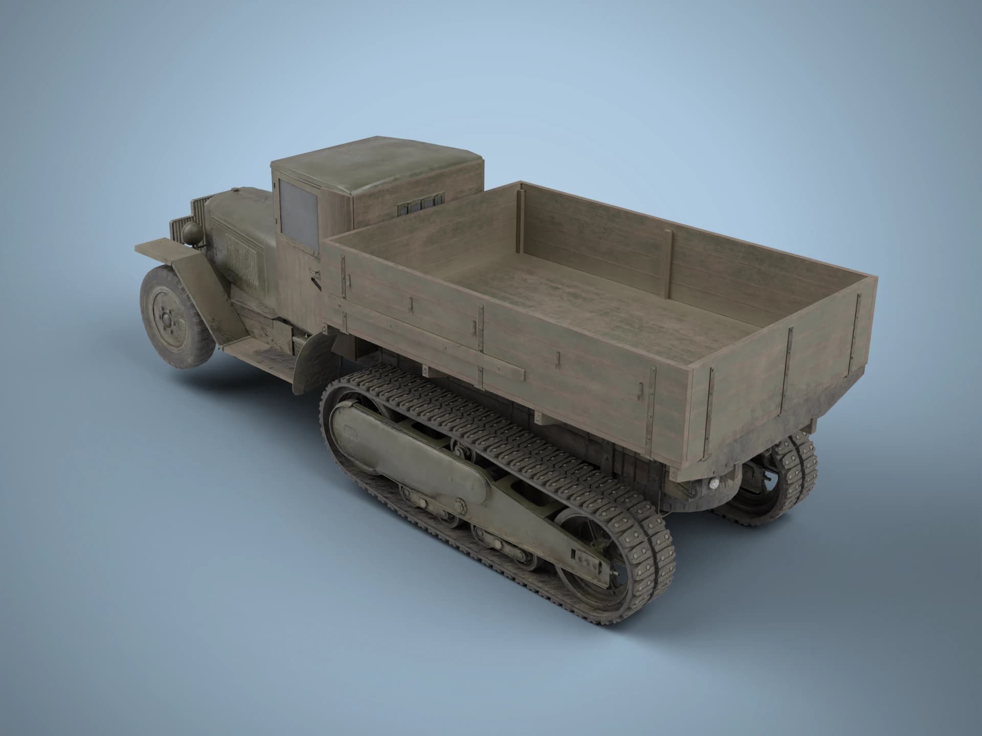 ZIS-42 WWII Half-Track Truck 3D Model
