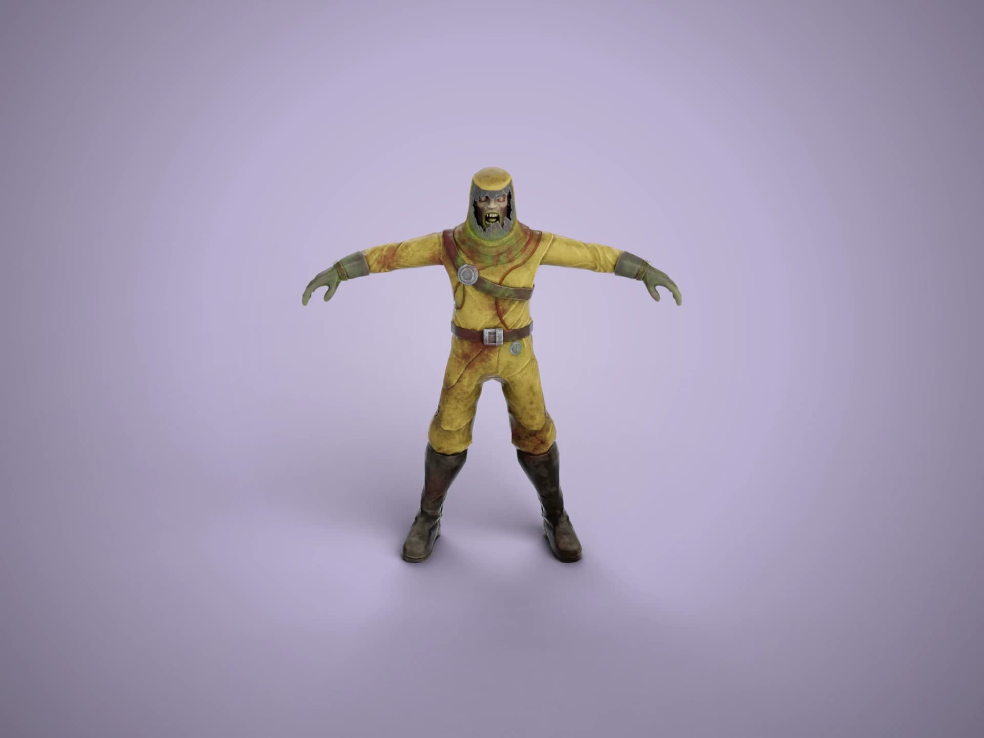 Rigged Zombie in Yellow Hazmat Suit 3D Model