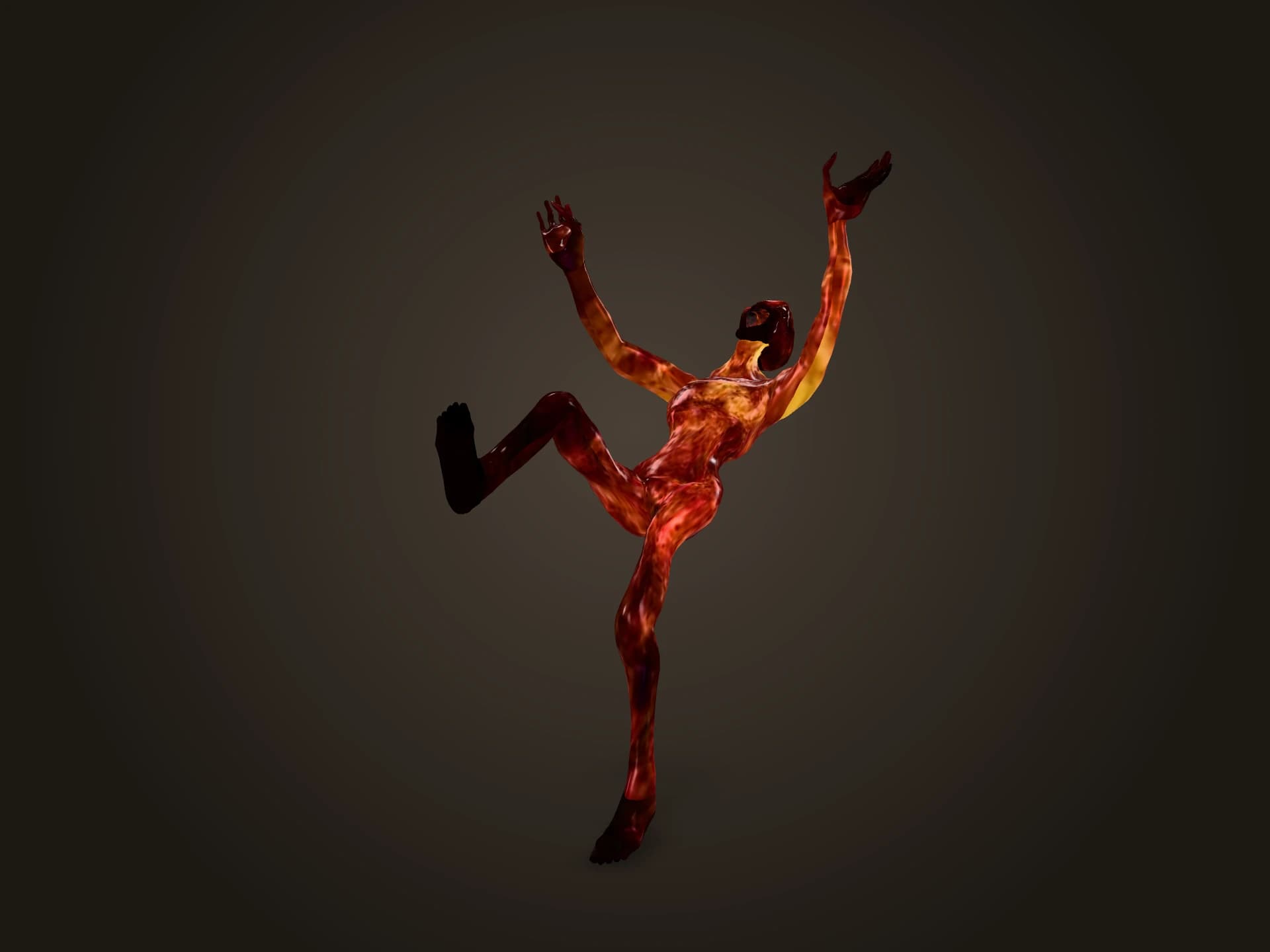 Animated Burnt Running Zombie 3D Model