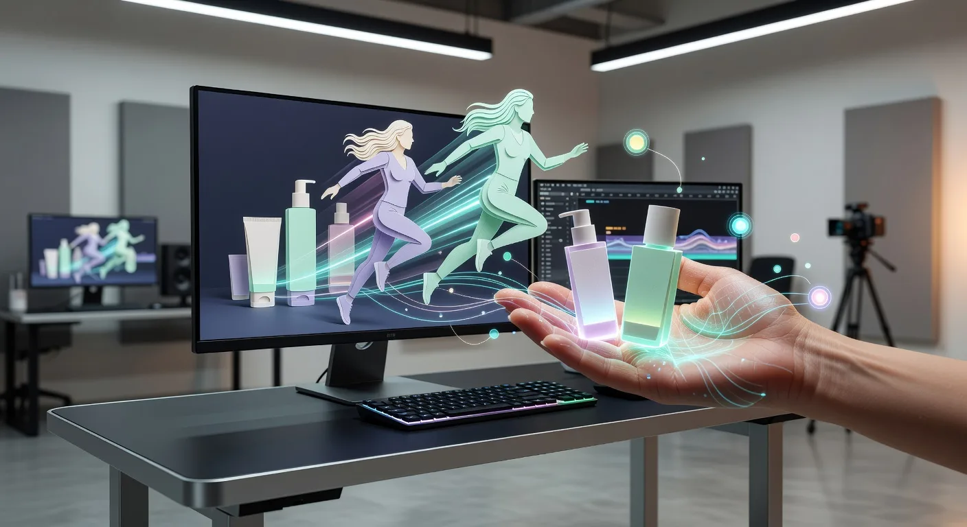 Paper Cut Video Editing Workstation With AR Skincare Demo